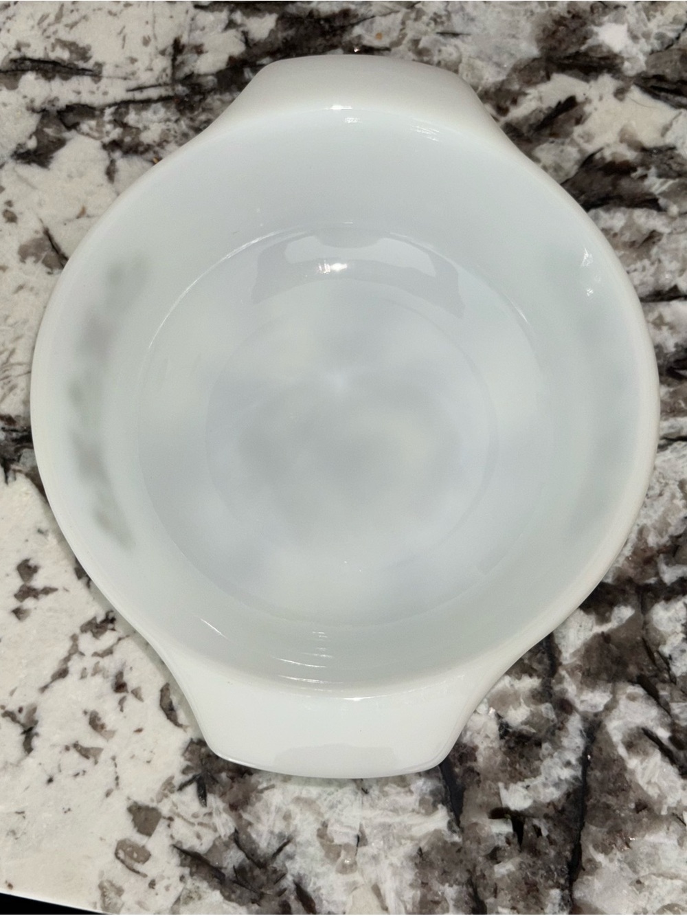 Anchor Hocking White Milk Glass Bowl with Green and Yellow Floral Band